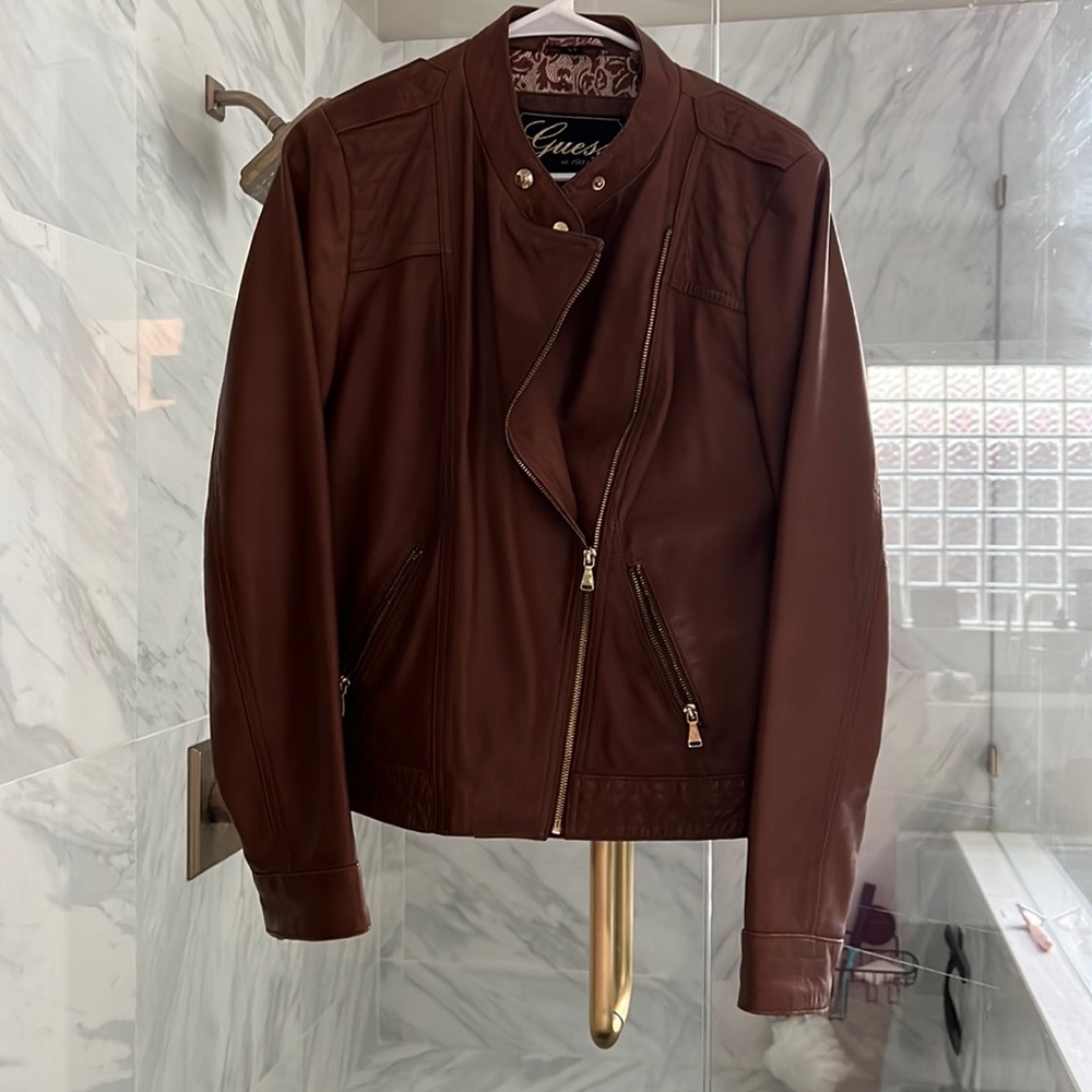 Guess camel/brown faux leather jacket